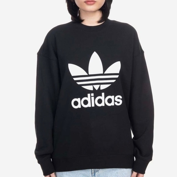 adidas Tops - Adidas Black Trefoil Crewneck Sweatshirt